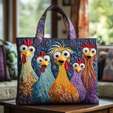Geantă Artizanală – Cinci Cocoși Colorați
