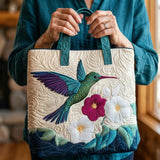 Geantă Matlasată – Colibri și Flori Albe